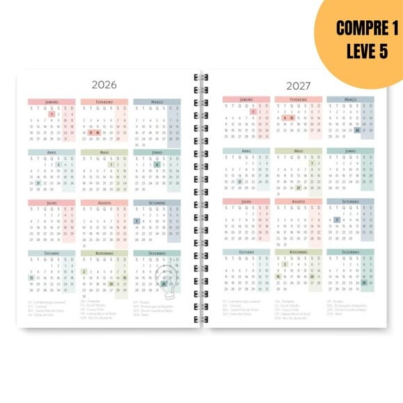 Arquivo Digital Planner Cores 2026 -5836