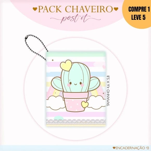 Arquivo Digital Post It Chaveiro Fofinhos -3103