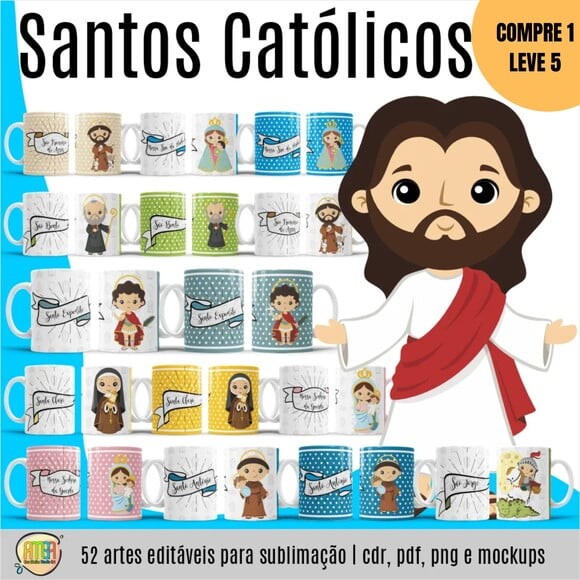 Arquivo Digital Santos Católicos V2 Arte para Canecas -3830