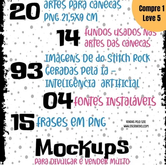 Arquivo Digital Stitch Rock & Roll Sublimação -1377