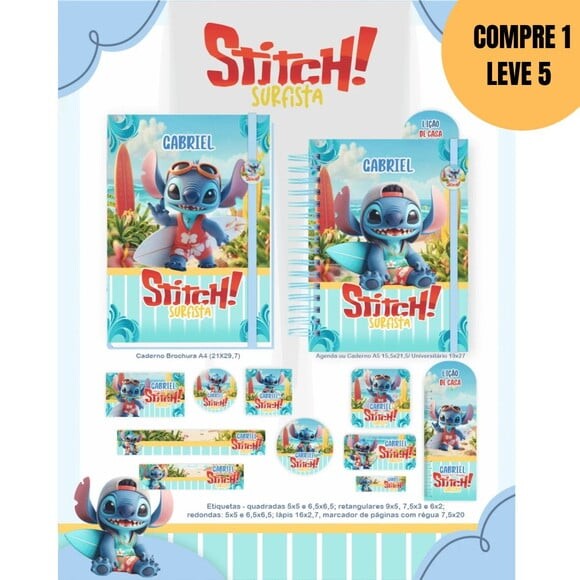Arquivo Digital Stitch Surfista Escolar 2026 -4963