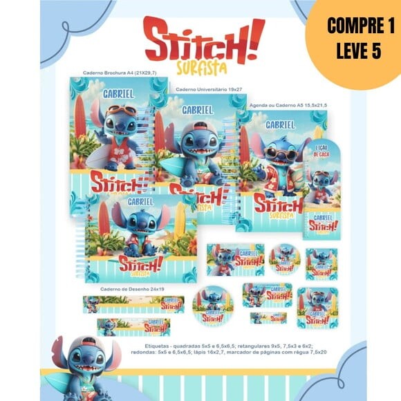 Arquivo Digital Stitch Surfista Escolar 2026 -4963