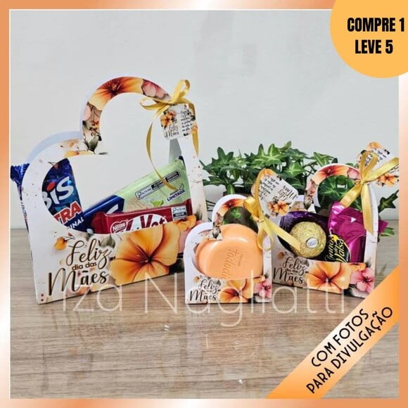 Arquivo Digital Trio de Caixas Coração Dia das Mães -3071