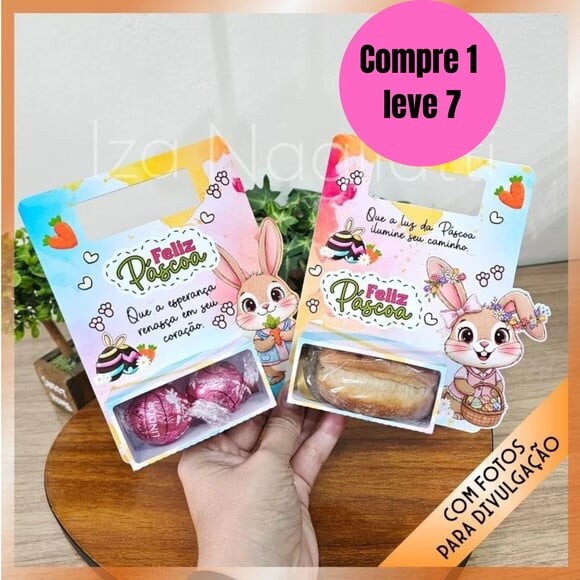 Arquivo Digital Trio de Cards de Bombons Páscoa Coelhos