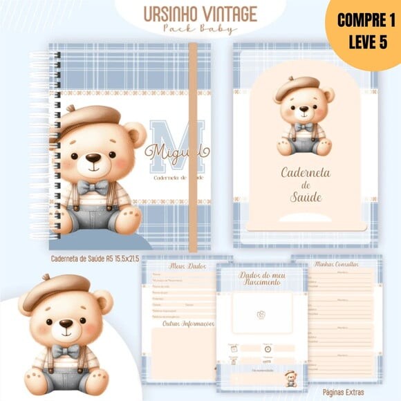 Arquivo Digital Ursinho Vintage Livro do Bebê -221
