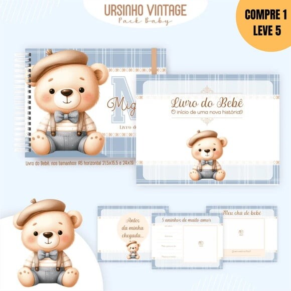 Arquivo Digital Ursinho Vintage Livro do Bebê -221