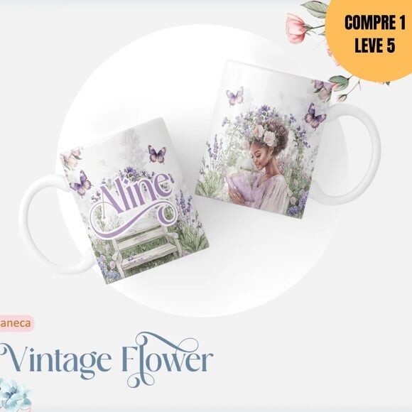 Arquivo Digital Vintage Flowers 6 Caderno A5 -2919