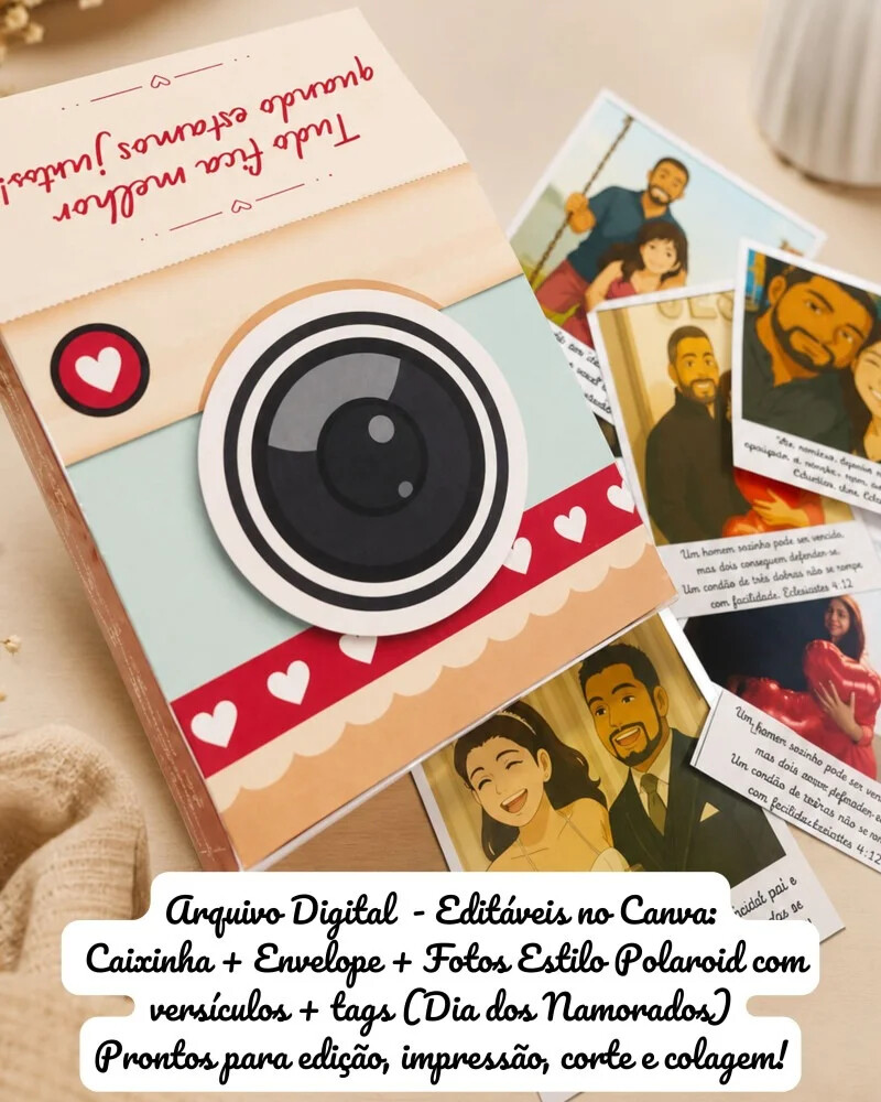 Arquivo Digital Caixinha e Envelope Polaroid Namorados -7055