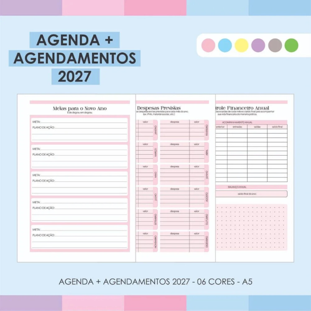 Arquivo Digital Agenda + Agendamentos 2027 06 Cores - 7058