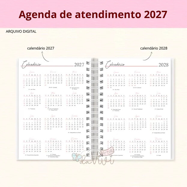 Arquivo Digital Agendamento Manicure 2027 Modelo 1 - 7069