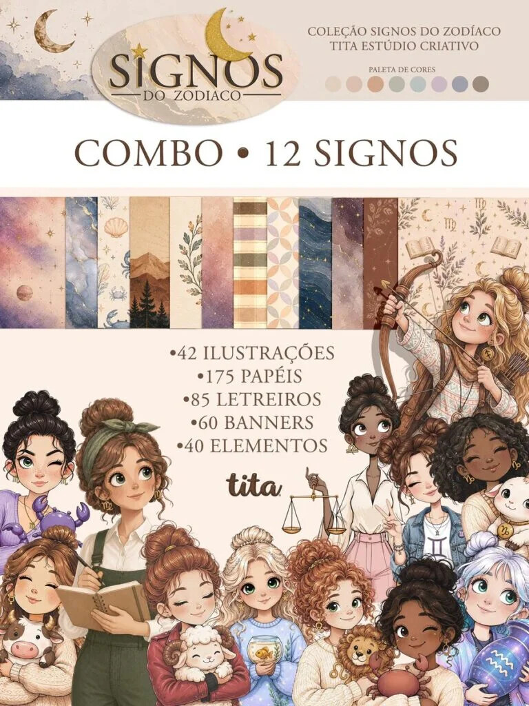 Arquivo Digital Signos do Zodíaco – Combo Ilustrações e pap?