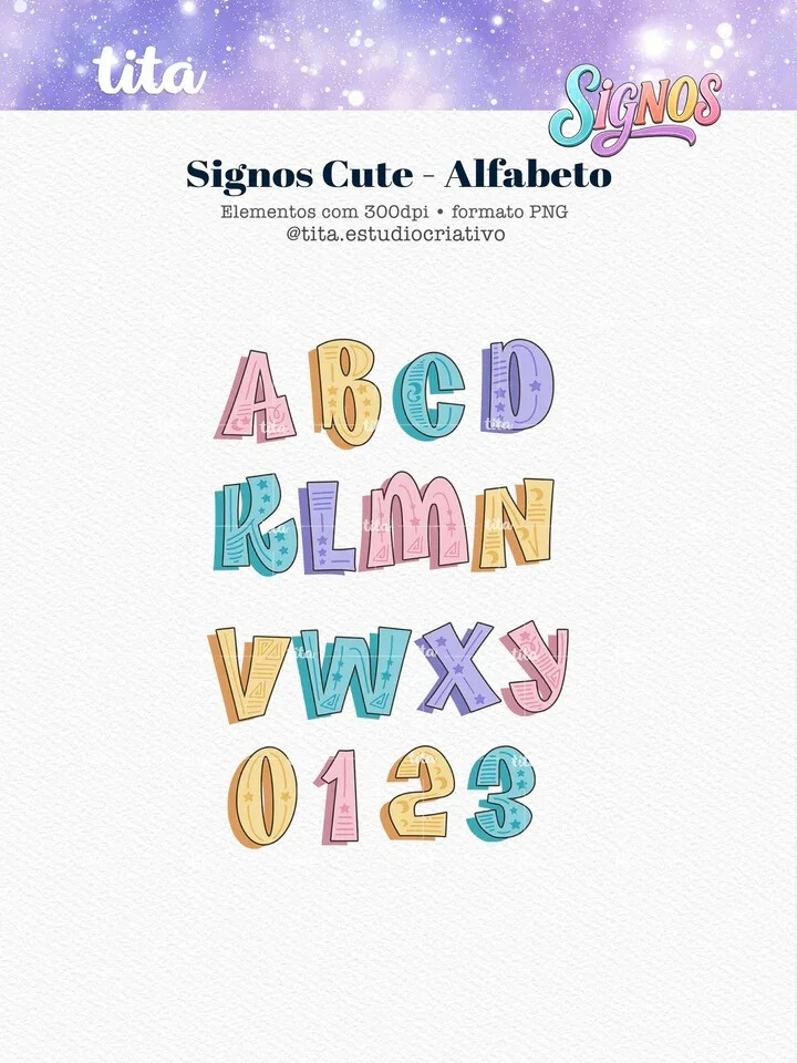 Arquivo Digital Signos Cute Combo Ilustrações e papéis  -7096