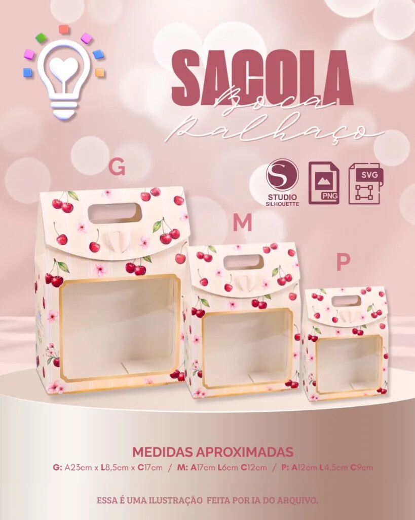 Arquivo Digital Molde Sacola Boca de Palhaço  -7102