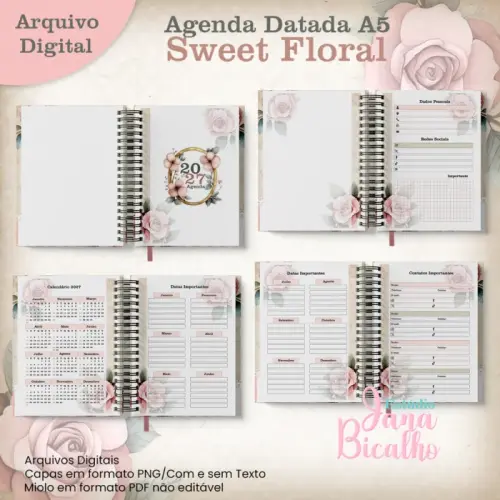 Arquivo Digital Agenda Datada 2027 A5 Sweet Floral -7026