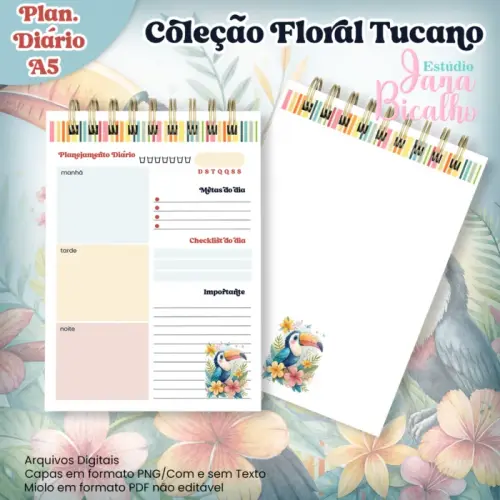 Arquivo Digital Planejamento Diário A5 Coleção Floral Tucano  