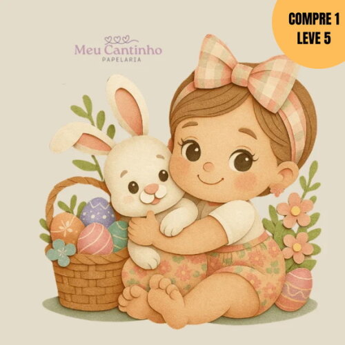 Arquivo de Corte Baby Menina Páscoa Topo de Bolo -2903