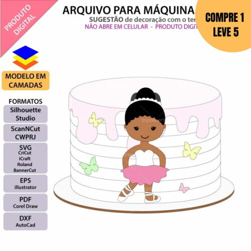 Arquivo de Corte Bailarina Vestido Topo de Bolo -2163
