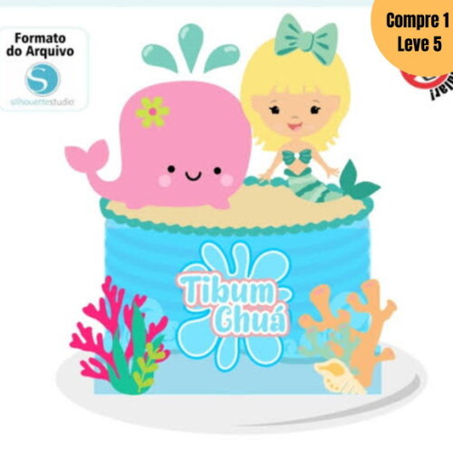 Arquivo de Corte Baleia e Sereia Topo de Bolo -1201