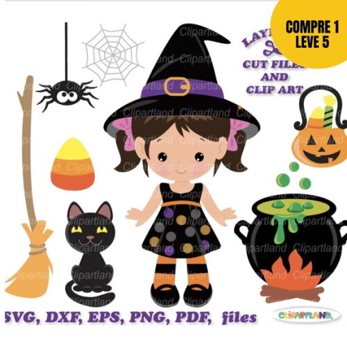 Arquivo de Corte Bruxa de Halloween M2 Topo de Bolo -72