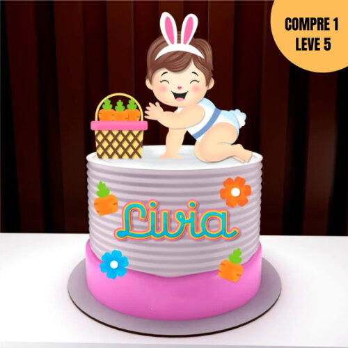 Arquivo de Corte Coelhinha da Páscoa Topo de Bolo -2159