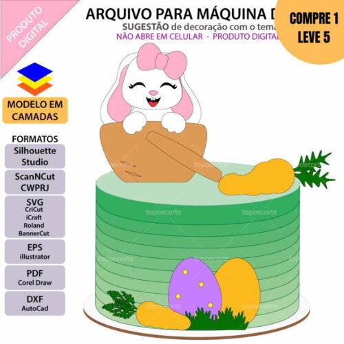 Arquivo de Corte Coelhinha Topo de Bolo -2637