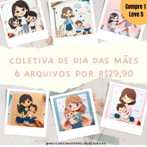 Arquivo de Corte Coletiva Dia das Mães Topo de Bolo -1129
