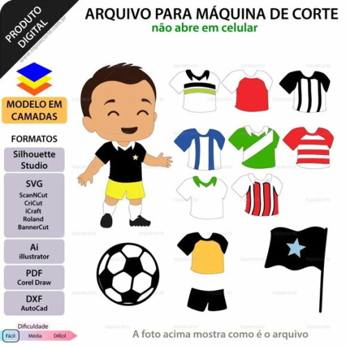 Arquivo de Corte Futebol Menino Camisas Topo de Bolo -58