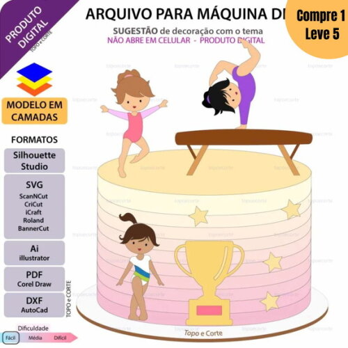 Arquivo de Corte Ginastica Topo de Bolo -1270