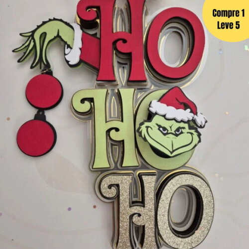 Arquivo de Corte Ho Ho Ho Grinch Topo de Bolo - 488