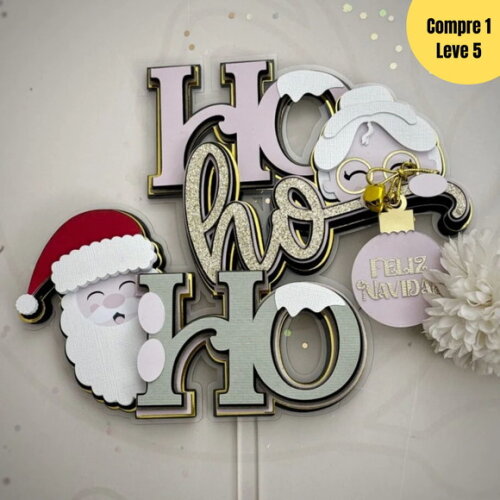 Arquivo de Corte Ho Ho Ho Srs Claus Topo de Bolo - 487