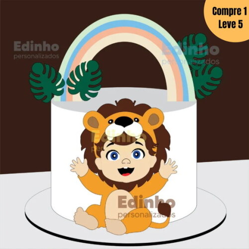 Arquivo de Corte Leãozinho Baby Topo de Bolo -964