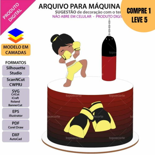 Arquivo de Corte Lutadora Topo de Bolo -2171