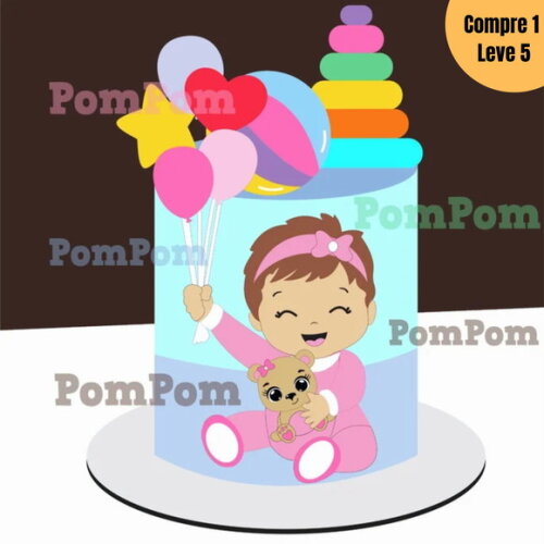 Arquivo de Corte Menina Baby Brinquedos Topo de Bolo -965