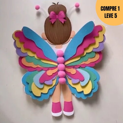 Arquivo de Corte Menina Linda Borboleta em Camadas -1999