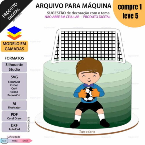 Arquivo de Corte Menino Goleiro Topo de Bolo -1428