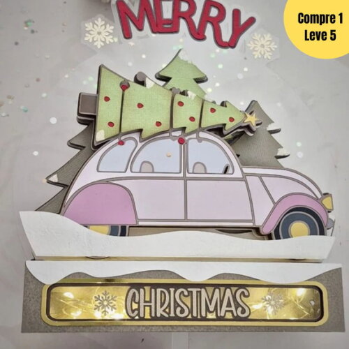 Arquivo de Corte Merry Christmas Auto Topo de Bolo - 486