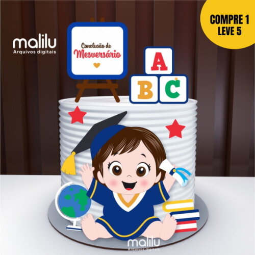 Arquivo de Corte Mesversário Menina Topo de Bolo -87
