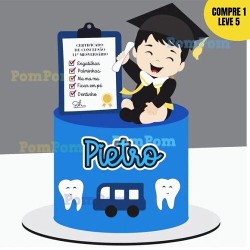 Arquivo de Corte Mesversário Menino Topo de Bolo -13