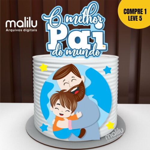 Arquivo de Corte o Melhor Pai do Mundo Topo de Bolo 90 -
