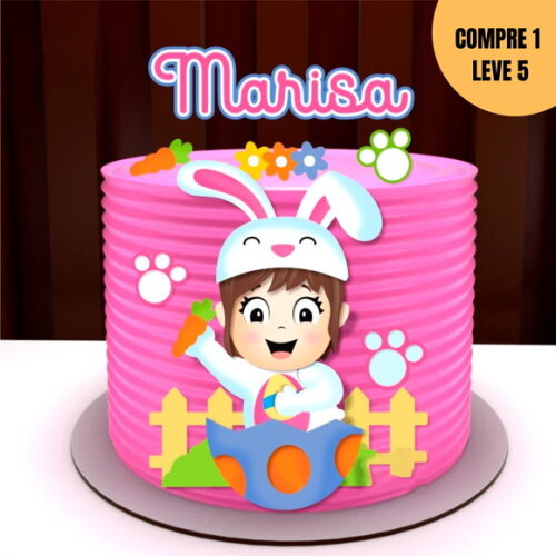 Arquivo de Corte Páscoa Menina Topo de Bolo -2161