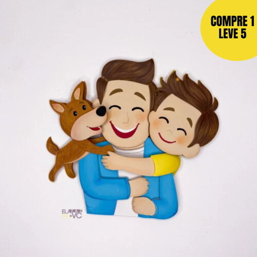 Arquivo de Corte Papai com Filho e Dog Topo de Bolo - 29