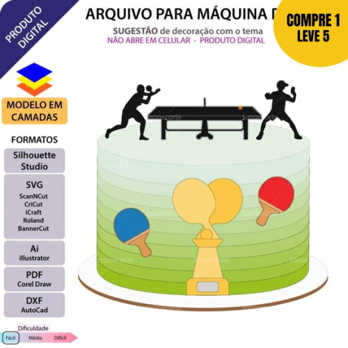 Arquivo de Corte Ping Pong Topo de Bolo -82