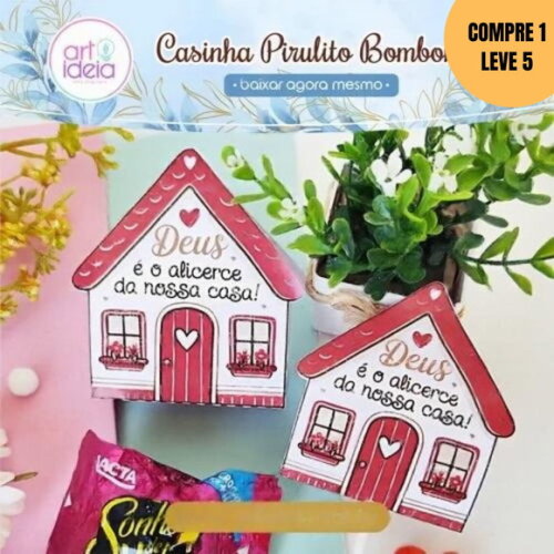 Arquivo de Corte Pirulito-bombom Casinha Fé -4076