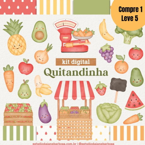 Arquivo de Corte Quitandinha Cliparts em Aquarela - 5209