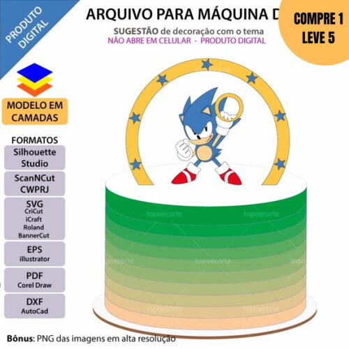 Arquivo de Corte Sonic Topo de Bolo -2655