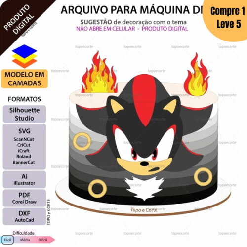Arquivo de Corte Shadow Topo de Bolo -1269
