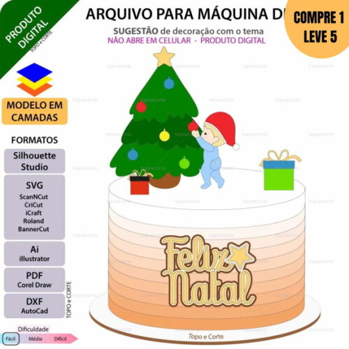 Arquivo de Corte Topo de Bolo Bebê Natal Estrela -246