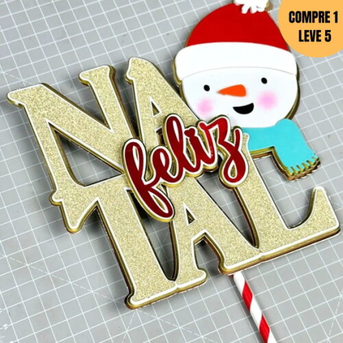 Arquivo de Corte Topo de Bolo Feliz Natal Boneco de Neve 241