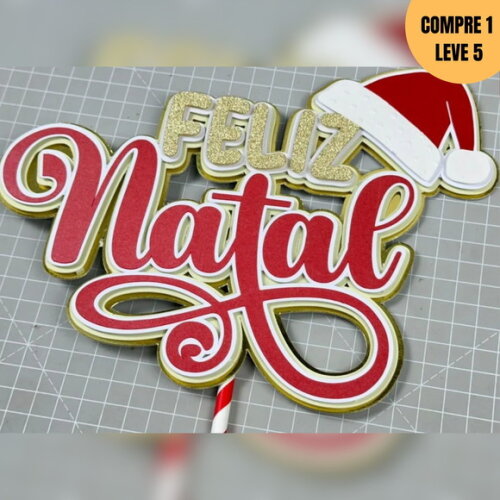 Arquivo de Corte Topo de Bolo Gorro Feliz Natal - 232