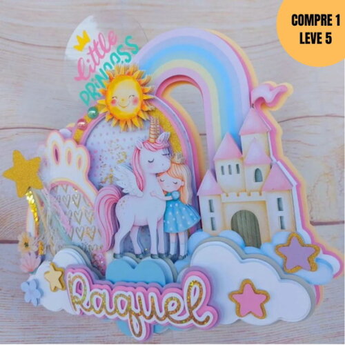 Arquivo de Corte Unicórnio Princesa Topo de Bolo -3985